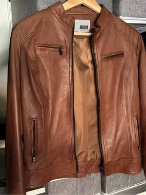 Vera Pelle Cognac Brown Leather Jacket